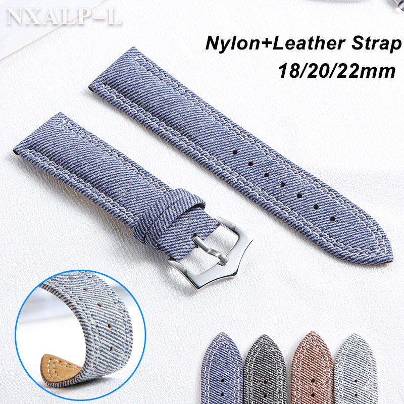 Omega Watches Smartwatch - Denim Canvas Nylon Uhrenarmband 18mm 20mm