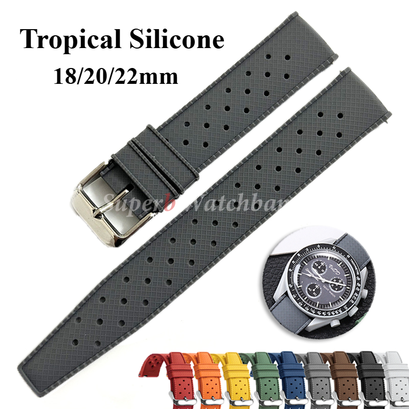 Citizen Watches Smartwatch - Tropisches Silikon-Uhrenarmband, Schnellverschlussarmband, 18 mm, 20